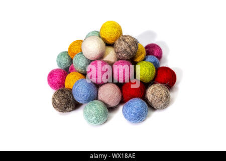 small pile of colorful felt balls Stock Photo