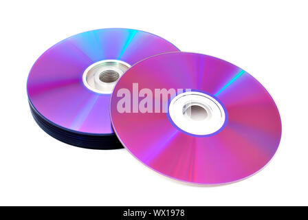 stack of CDs on a white background Stock Photo