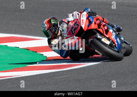 FRANCESCO PECCO BAGNAIA, ITALIAN RIDER NUMBER 63 FOR DUCATI PRAMAC IN MOTOGP  during Saturday Free Practice & Qualifications Of The Motogp Of San Mari Stock Photo