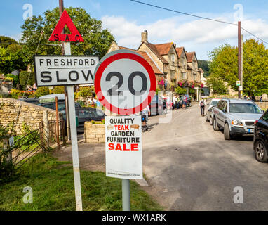 Road signns at the approach  to Freshford village in Somerset UK with its popular riverside pub The Inn Stock Photo