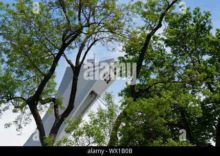 The Olympic Stadium in Montreal as seen from the Botanical Gardens Stock Photo