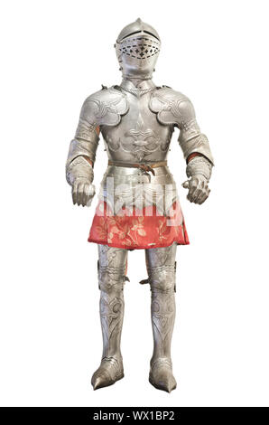Medieval knight armour over white isolated background Stock Photo