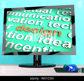 Design Word On Computer Showing Graphic Artwork Stock Photo