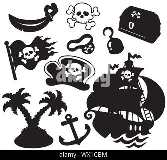 Pirate silhouettes collection Stock Vector