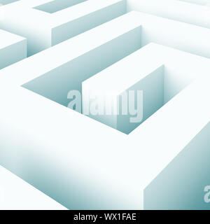 3d Illustration of Blue Abstract Labyrinth Background Stock Photo