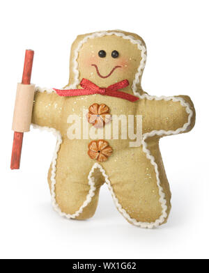 Cheerful gingerbread man with buttons and bow tie Stock Photo