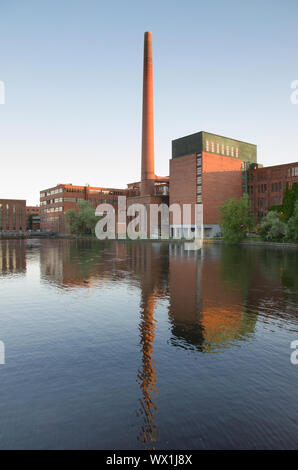 Tampere city old industrial buildings in Tammerkoski river, Finland. Stock Photo