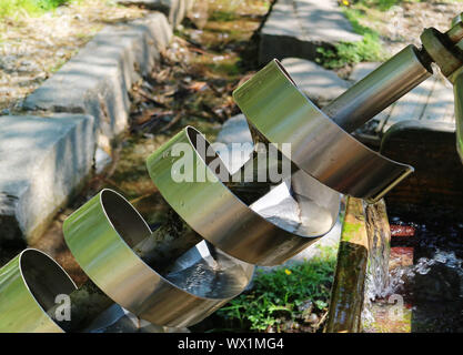 Detail of an Archimedes screw lifting water Stock Photo