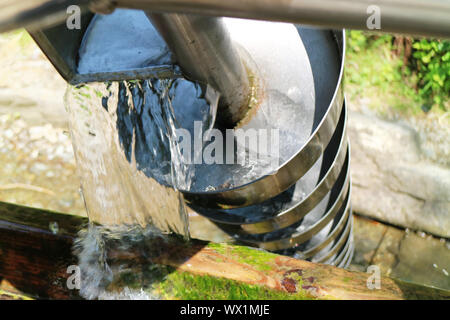 Detail of an Archimedes screw lifting water Stock Photo