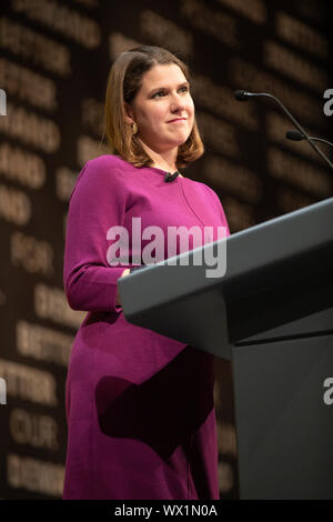 Bournemouth, UK. 15 September, 2019. Jo Swinson, Leader of the Liberal Democrats, at Q&A session with party members during the Liberal Democrat Autumn