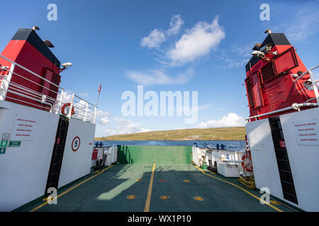 Ferry Belmont, Unst, to Gutcher in Yell island, Shetland, Scotland, UK