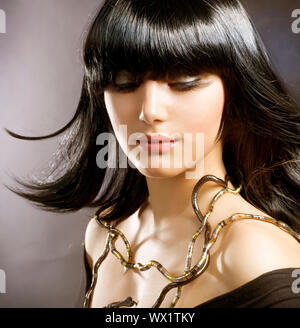 Beautiful Brunette Hairstyle Egyptian Style Stock Photo