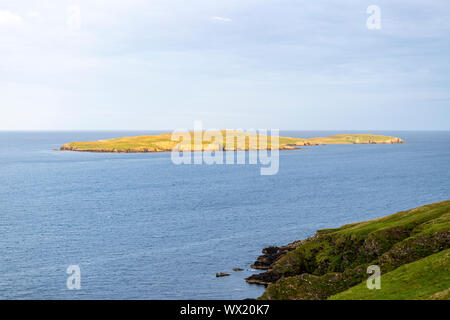 Broch of Mousa from Sandwick, Mainland, Shetland islands, Scotland, UK Stock Photo