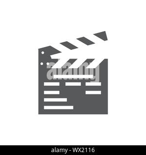 Clapper board icon on white background Stock Vector