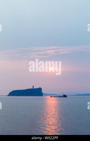 shoes hill on poyang lake in sunrise Stock Photo