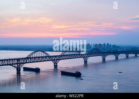 jiujiang yangtze river bridge Stock Photo