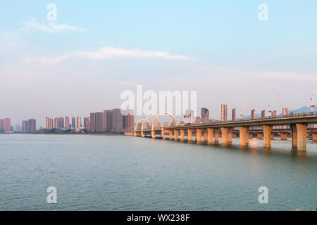 beautiful jiujiang city landscape in sunset Stock Photo