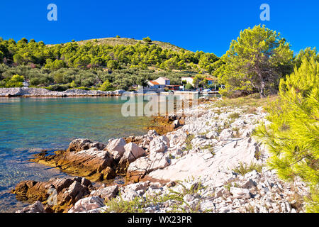 Katina island narrow sea passage in Kornati islands national park, archipelago of Dalmatia, Croatia Stock Photo
