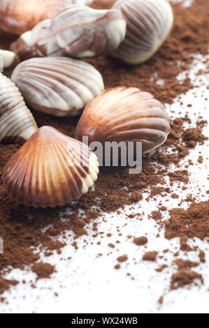 Chocolate Seashells Closeup Stock Photo