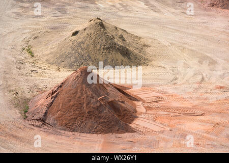 Stockyard of sands, pebbles and aggregates near Le Havre, France Stock Photo