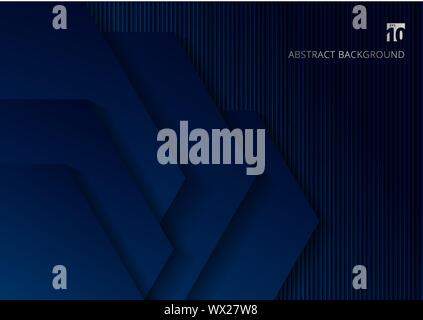 Abstract technology blue geometric hexagons with overlapping background and texture. Vector illustration Stock Vector