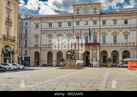 The  Palazzo Cívico which houses the seat of the city administration in Piazza Palazzo di Città ,Turin ,Italy Stock Photo