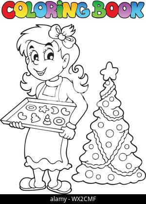 Coloring book Christmas topic 9 Stock Vector