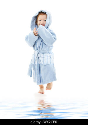 baby boy in blue robe Stock Photo