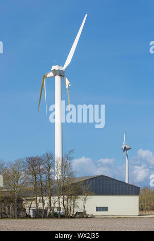Wind turbine with broken wings after a storm in the Netherlands Stock Photo