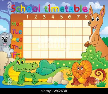 School timetable theme image 8 Stock Vector