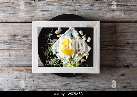 Fried egg, Healthy menu. top view, copy space Stock Photo