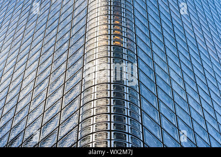 Closeup View Of Glass Blocks. Corner Of The Building Made From Glass Bricks. Stock Photo