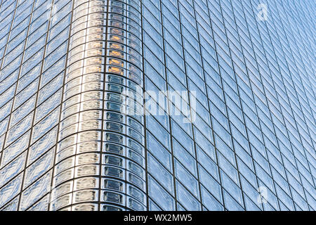Closeup View Of Glass Blocks. Corner Of The Building Made From Glass Bricks. Wall Of Light Brickwork. Stock Photo