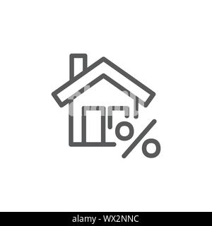 Mortgage line icon on white background Stock Vector