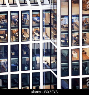 High-rise office building with glass windows, offices with people at work, Taunusturm, Frankfurt Stock Photo