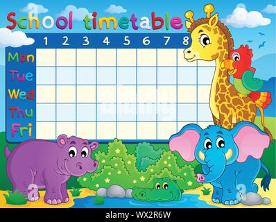 School timetable theme image 7 Stock Vector