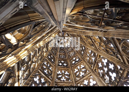 Cologne Cathedral, view into the top of a tower, Cologne, North Rhine-Westphalia, Germany, Europe