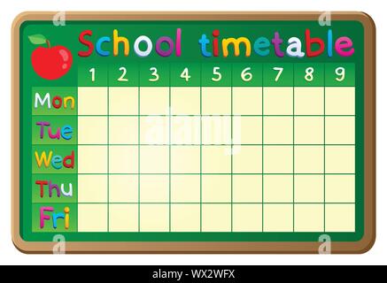 School timetable theme image 2 Stock Vector