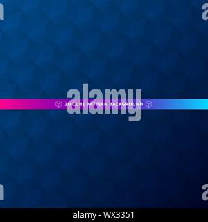 3D geometric cube seamless pattern blue background. vector illustration Stock Vector