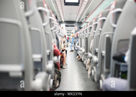 Seats in modern train Stock Photo