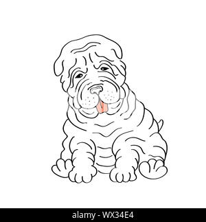 Sitting hand drawn shar pei Stock Photo