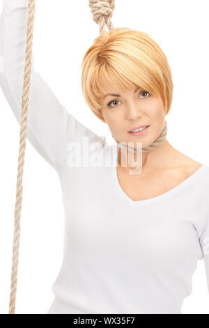 bright picture of business woman with the noose Stock Photo