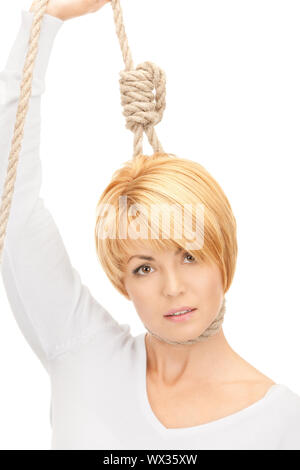 bright picture of business woman with the noose Stock Photo