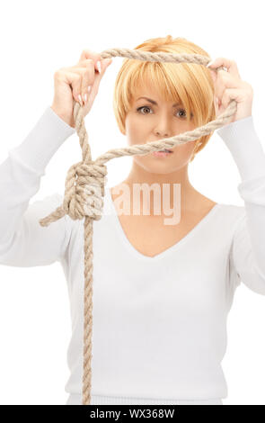 bright picture of business woman with the noose Stock Photo