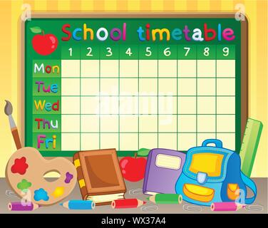 School timetable theme image 3 Stock Vector