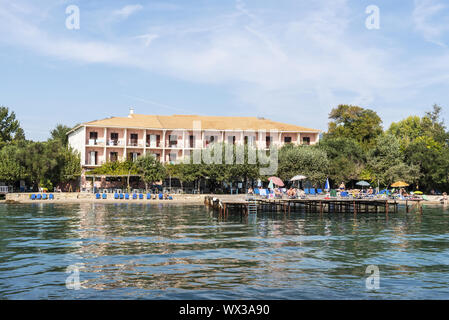 hotel, coast, Dassia, Corfu, Greece, Europe Stock Photo