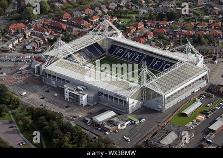 aerial view of Deepdale Stadium - Preston North End football ground Stock Photo