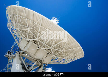 white satellite dish close up horizontal Stock Photo