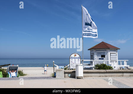 beach chair rentals, promenade, Kuehlungsborn, Mecklenburg-Western Pomerania, Germany, Europe Stock Photo