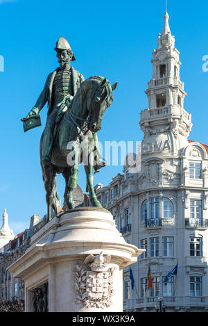 Equestrian statue of King Pedro IV Stock Photo